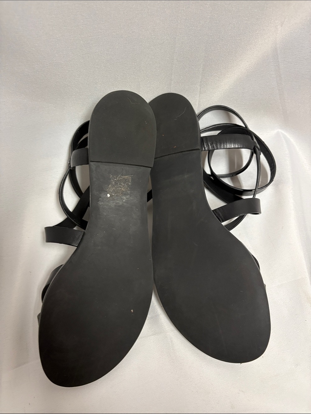Tory Burch Patos Leather Wrap Around Gladiator Sandals Black Size 10.5 - Picture 5 of 6